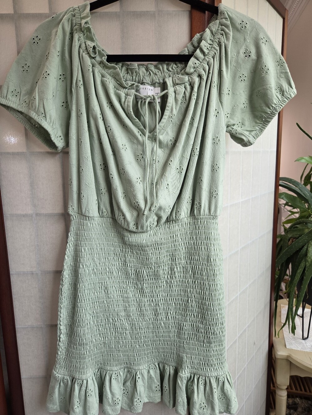 asos design sage green dress | Dresses | Asos Broderie Eyelet Smocked Mini Cottagecore Boho Sz 8 popup-sale